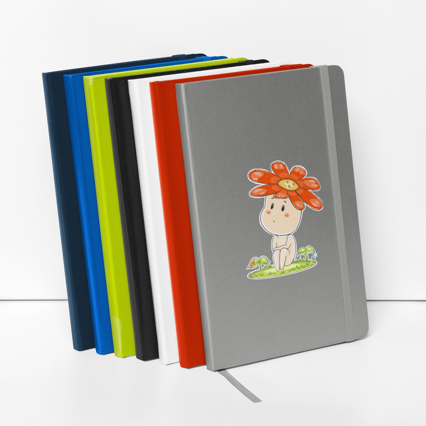 Red Daisy Hanako - Hardcover Bound Notebook