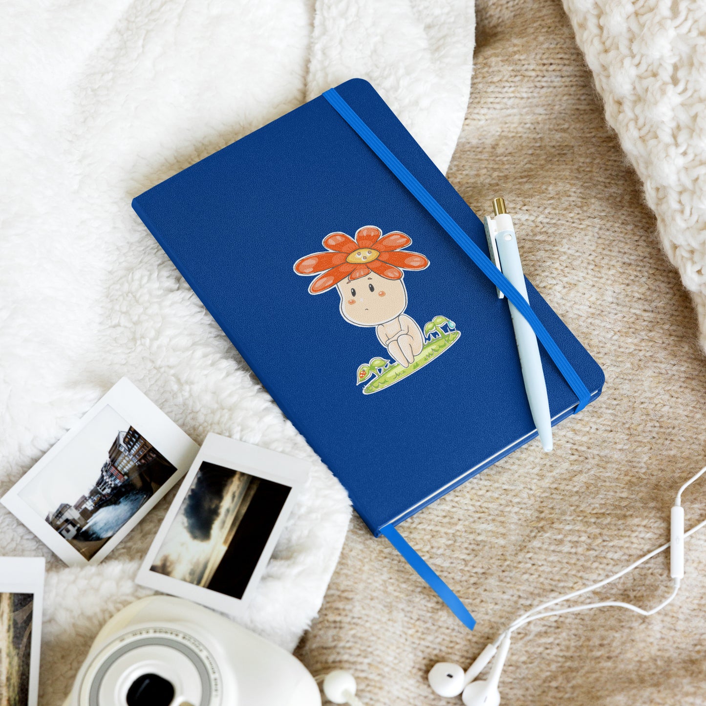Red Daisy Hanako - Hardcover Bound Notebook