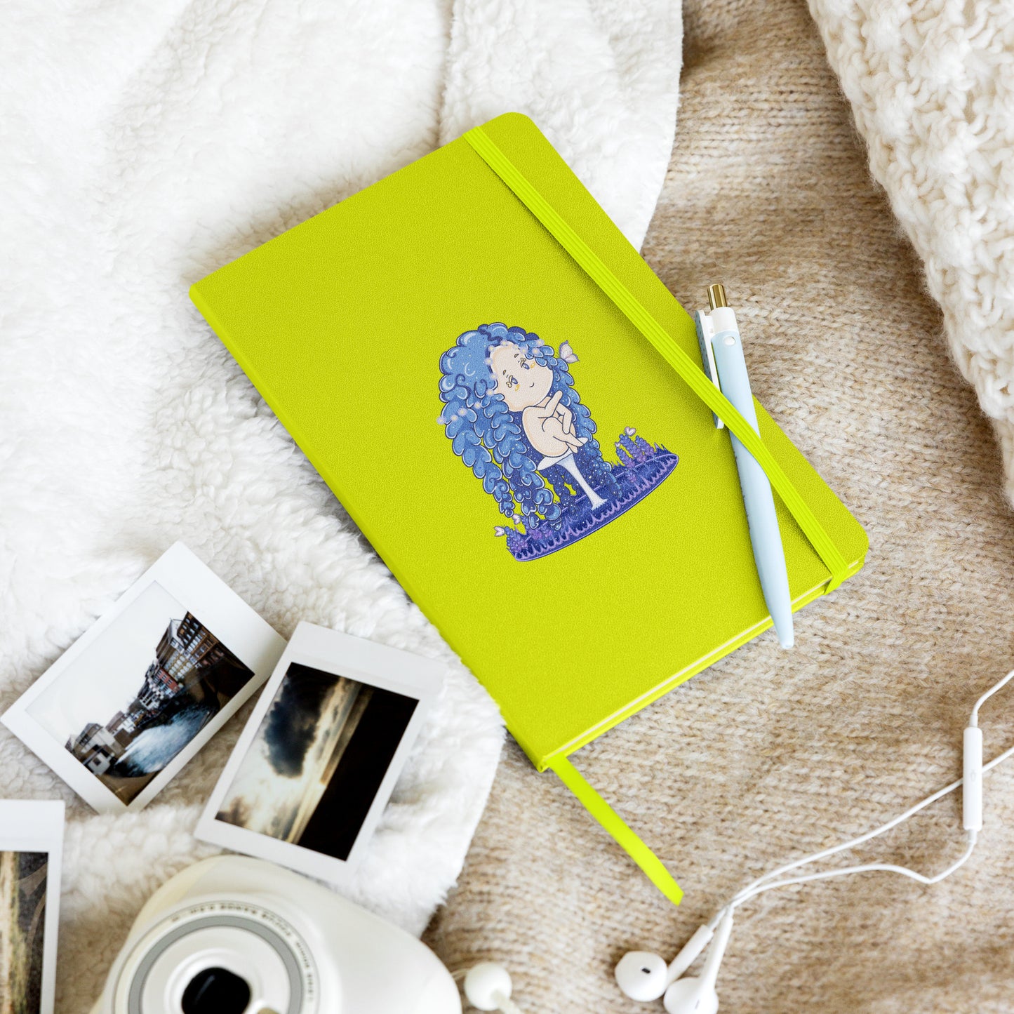Blue Lavender Hanako - Hardcover Bound Notebook