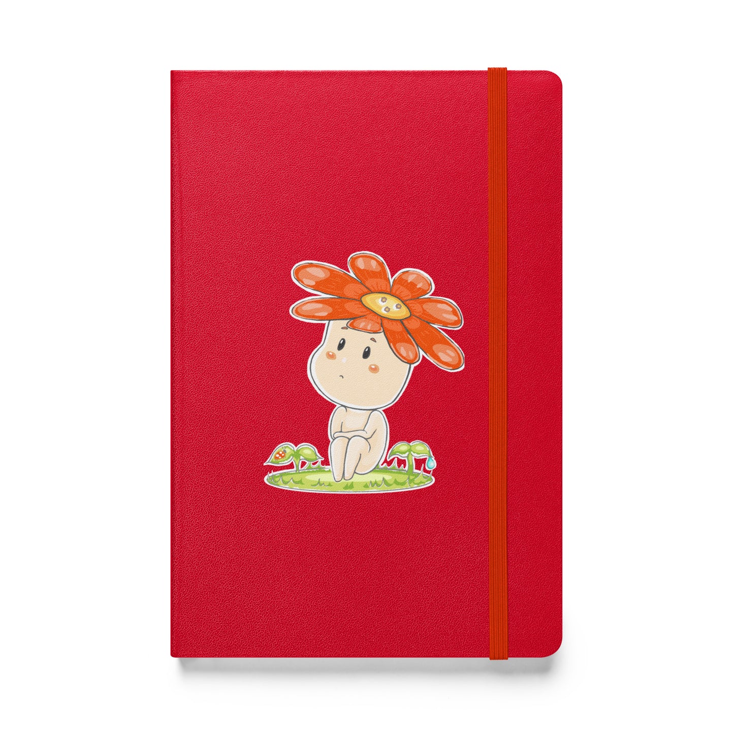 Red Daisy Hanako - Hardcover Bound Notebook