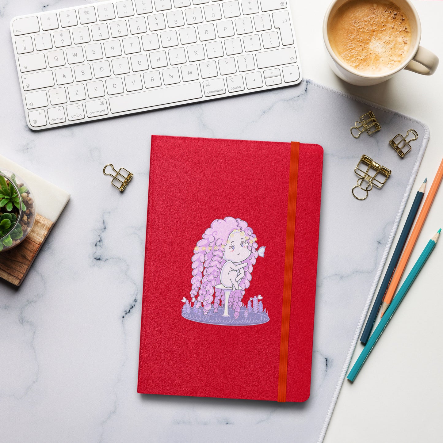 Pink Lavender Hanako - Hardcover Bound Notebook