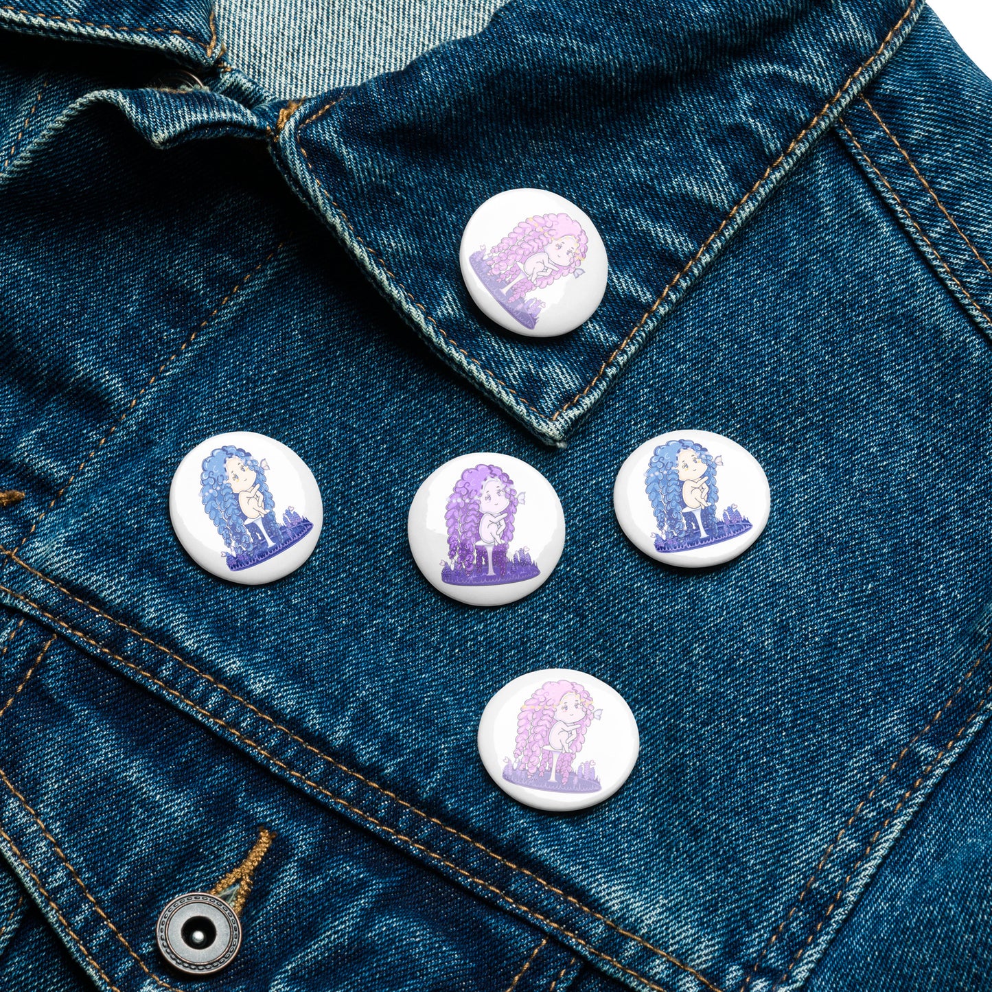 Lavender Hanako - Set of pin buttons