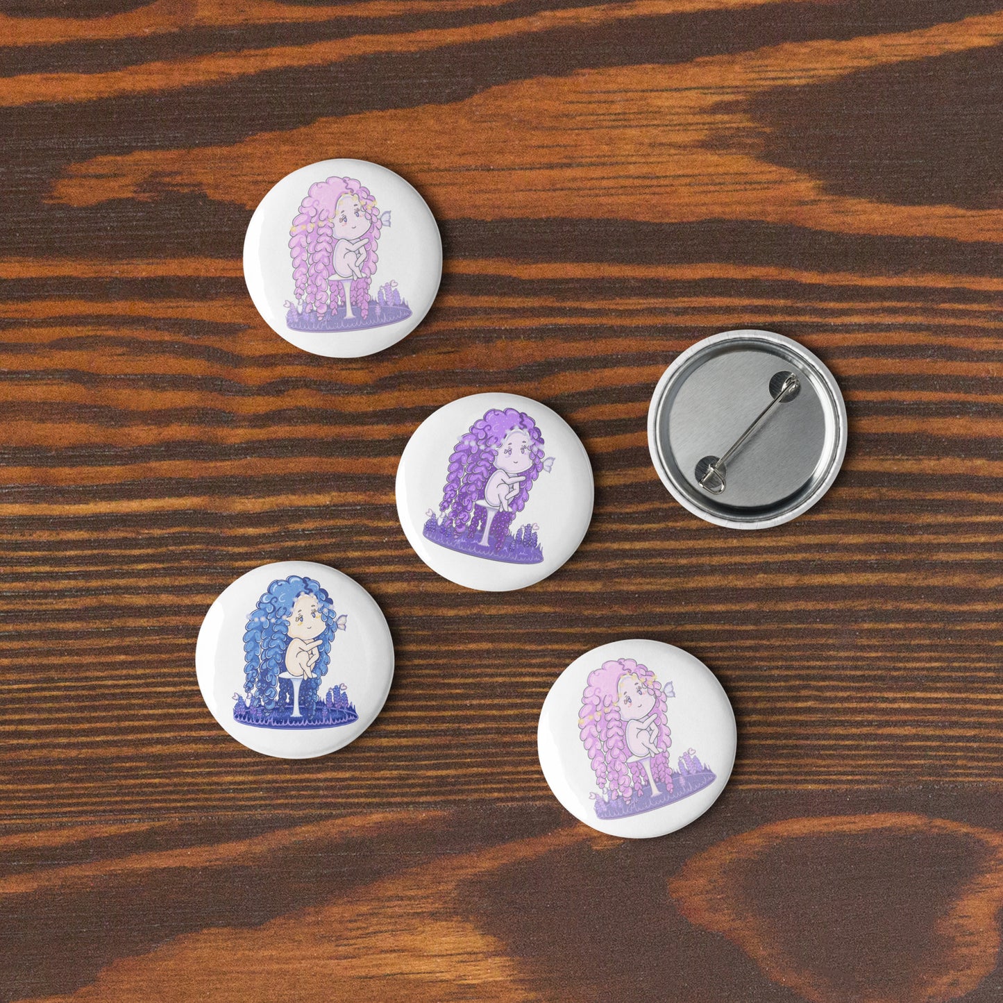 Lavender Hanako - Set of pin buttons