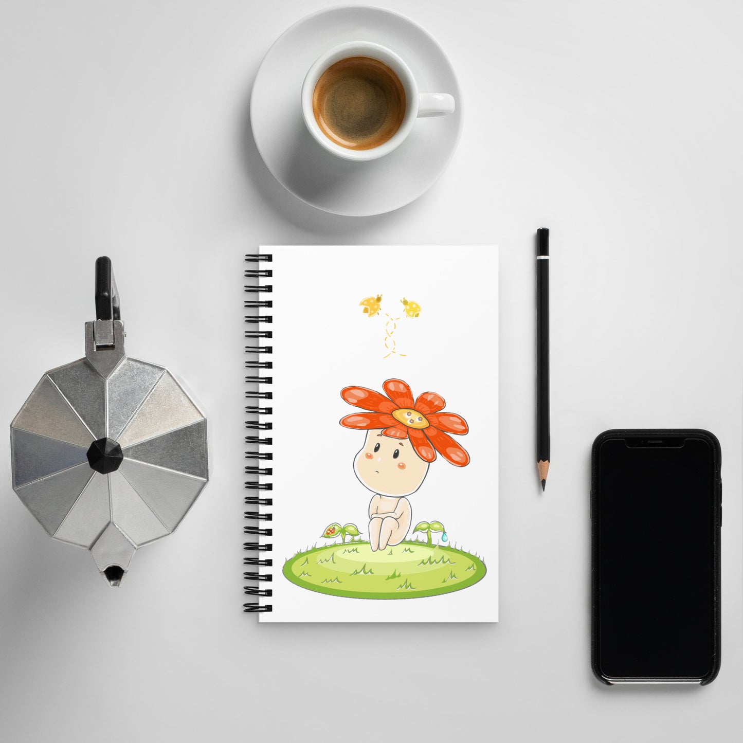 Red Daisy Hanako - Spiral notebook