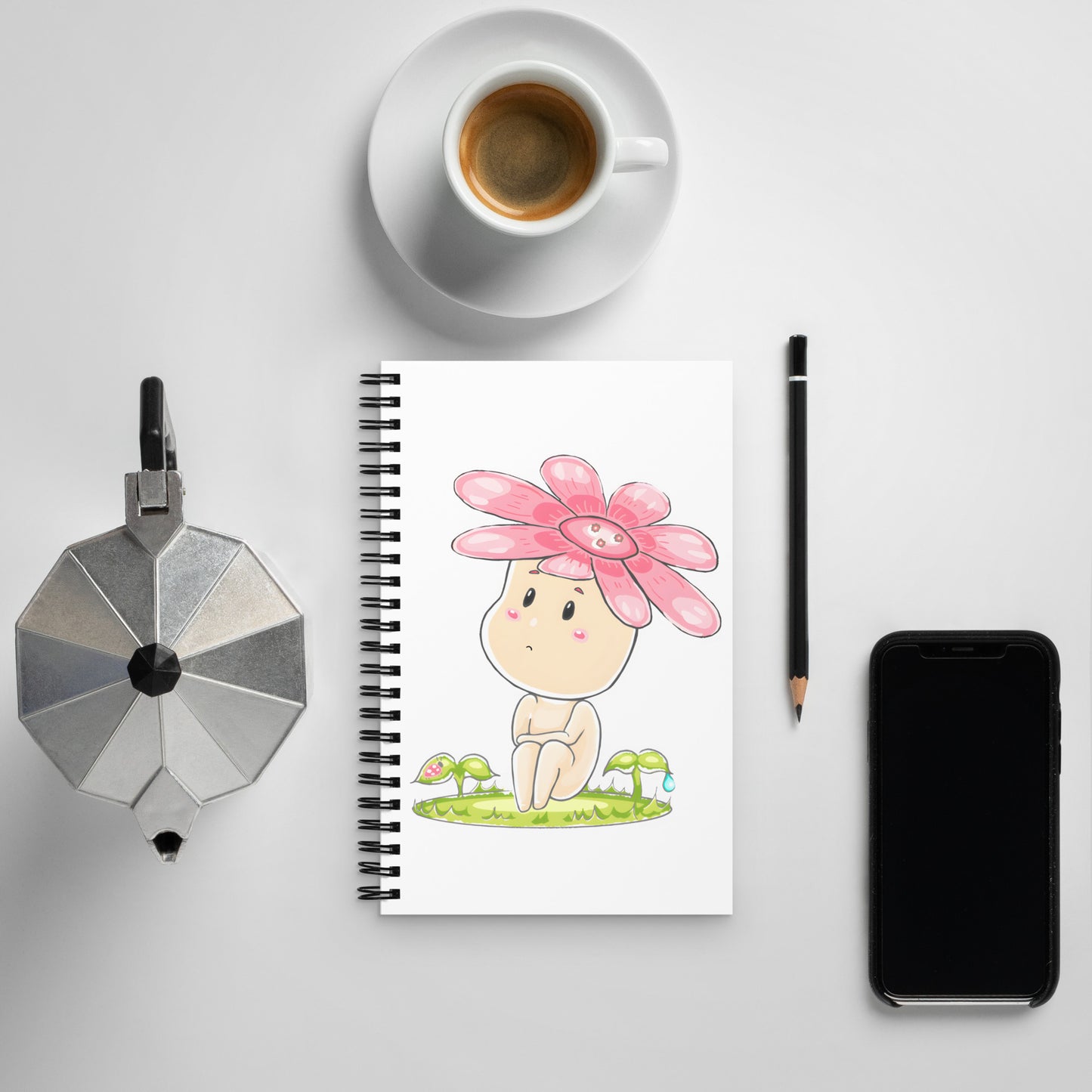 Pink Daisy Hanako - Spiral notebook