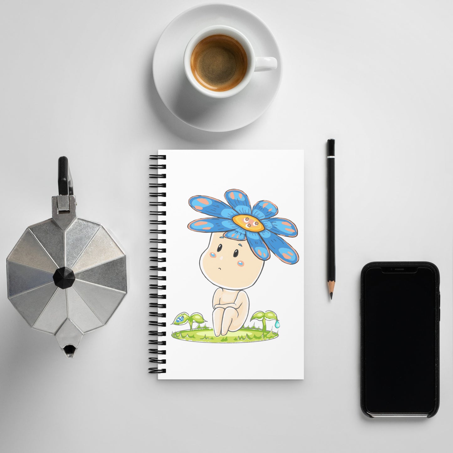 Blue Daisy Hanako - Spiral notebook