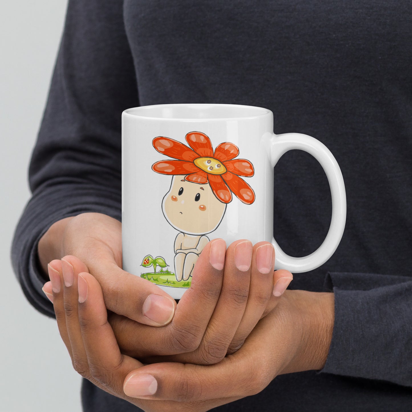 Red Daisy Hanako - White Glossy Mug