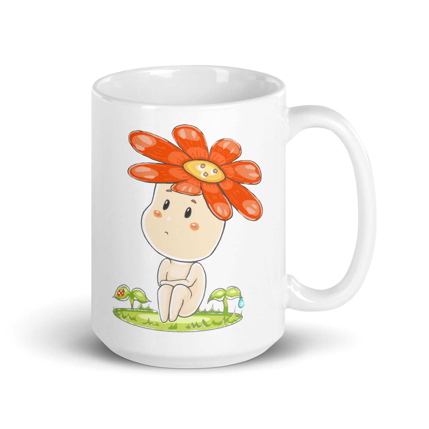 Red Daisy Hanako - White Glossy Mug