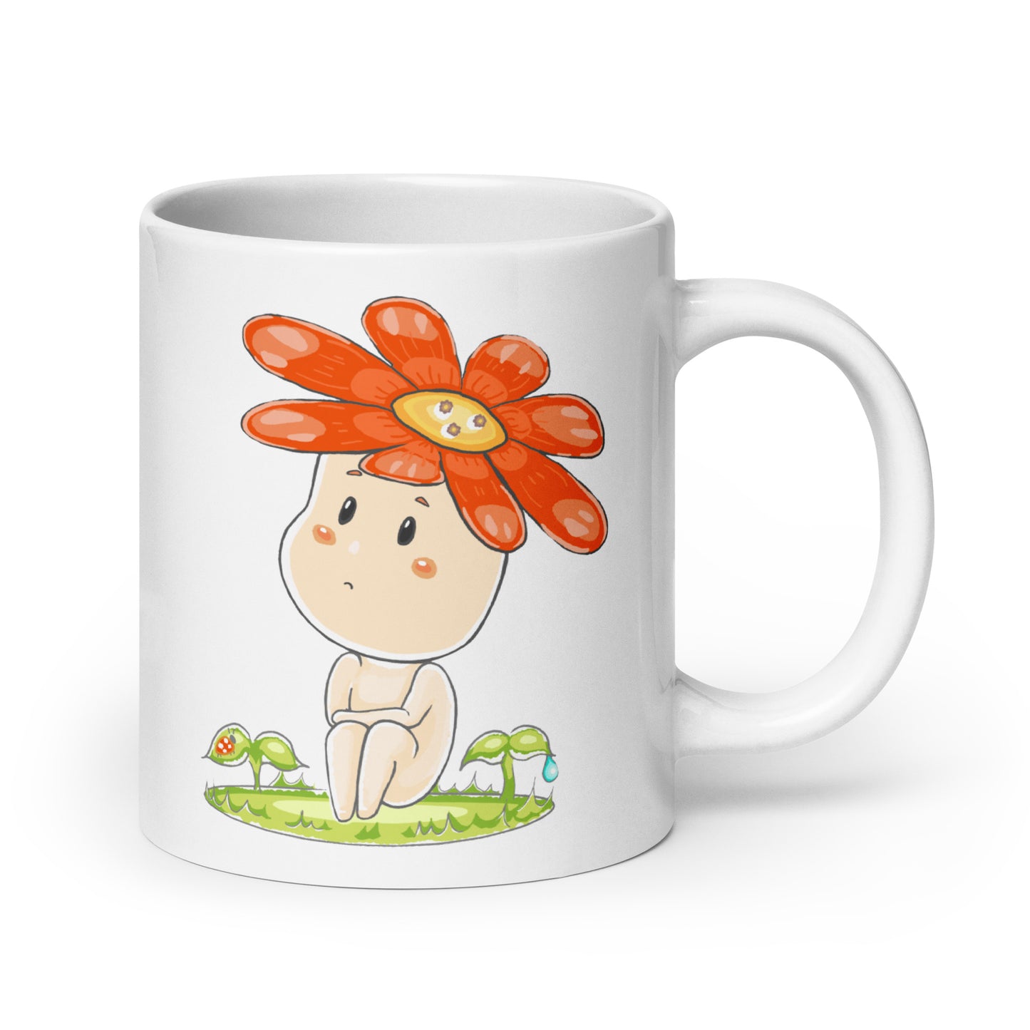 Red Daisy Hanako - White Glossy Mug
