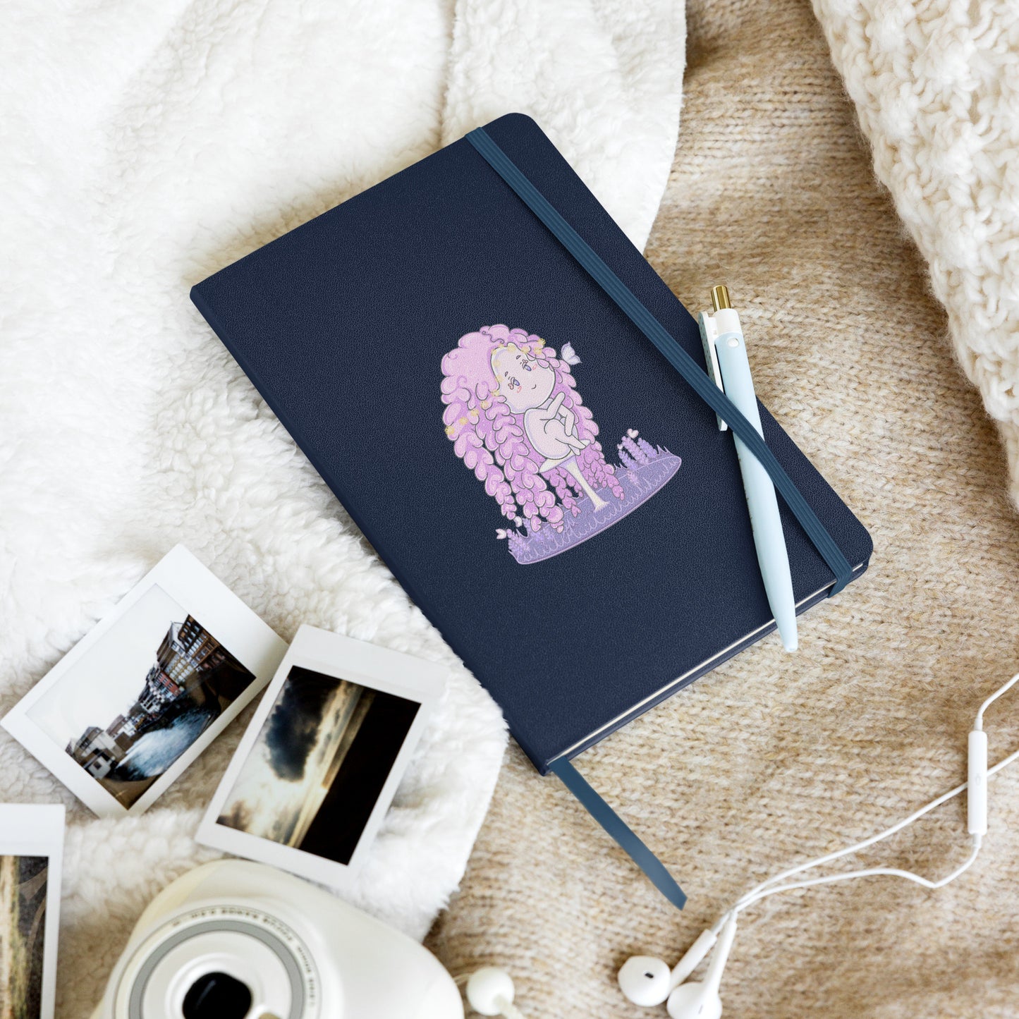 Pink Lavender Hanako - Hardcover Bound Notebook