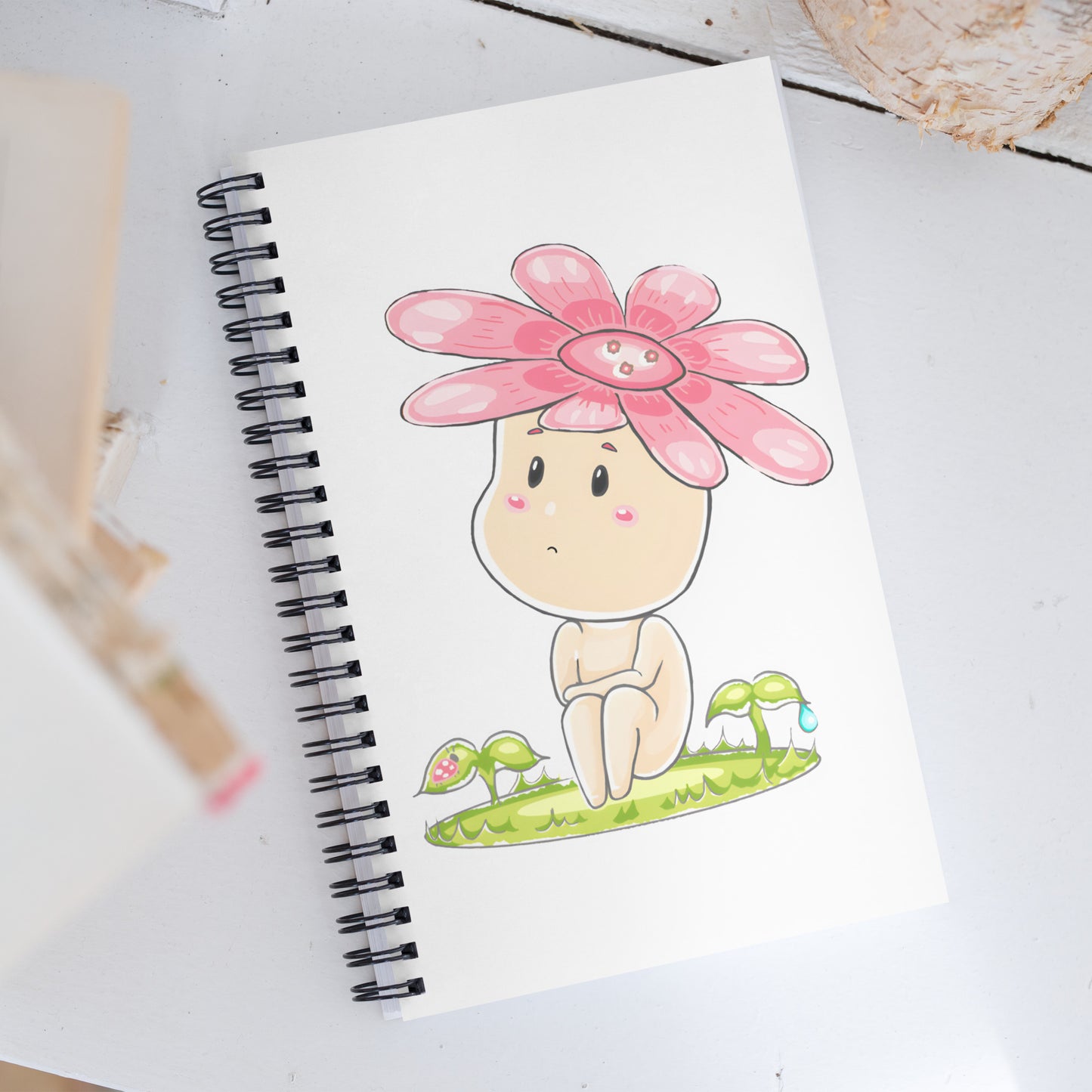 Pink Daisy Hanako - Spiral notebook
