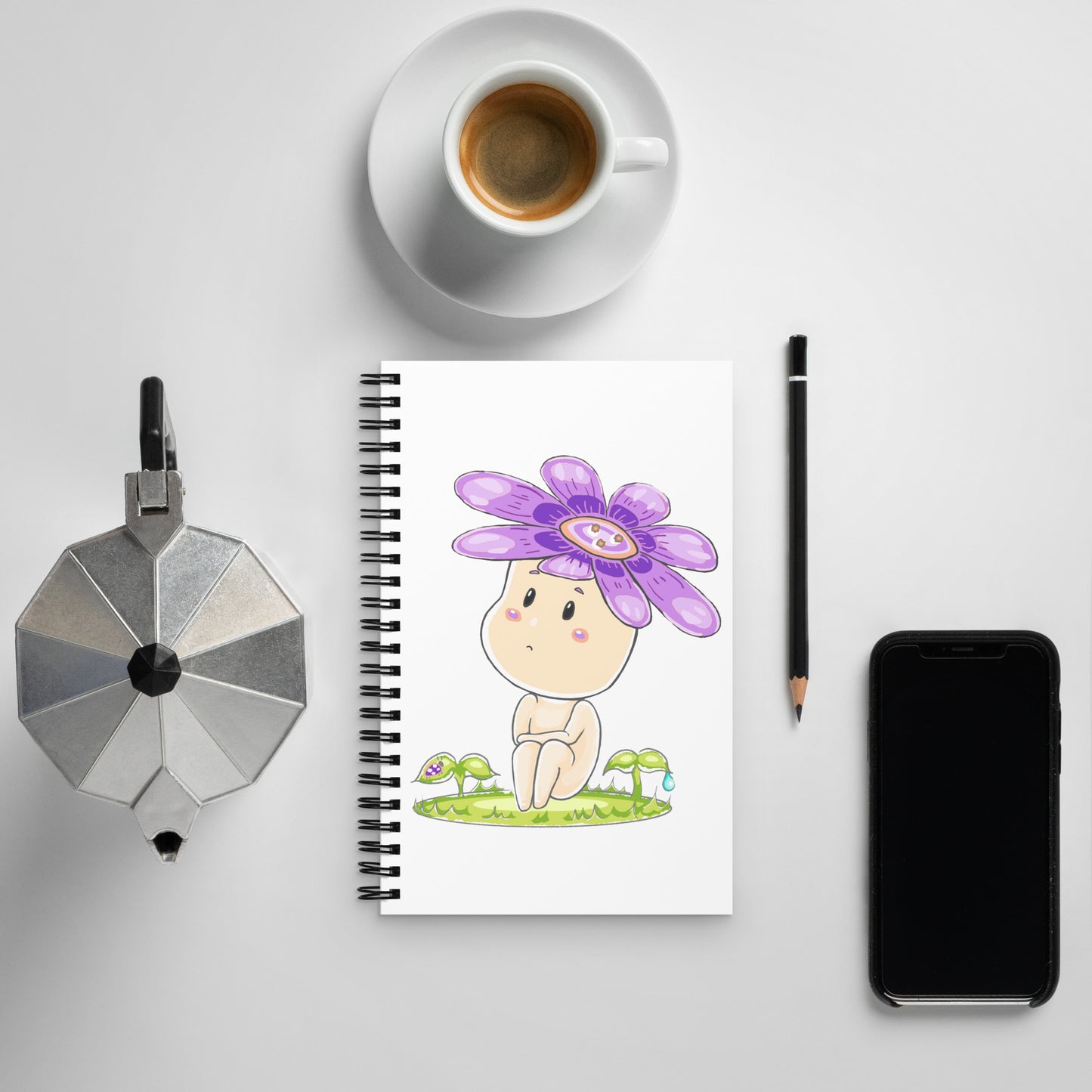 Purple Daisy Hanako - Spiral Notebook