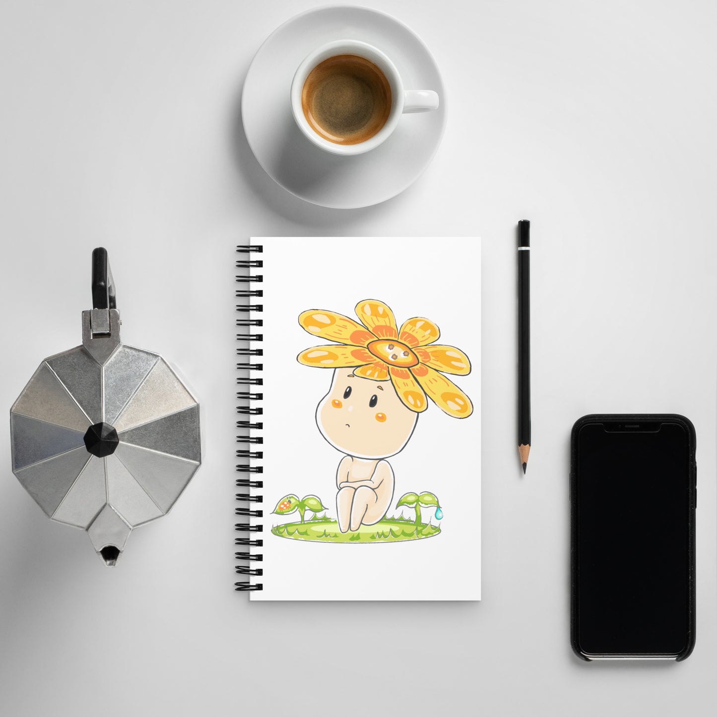 Yellow Daisy Hanako - Spiral Notebook
