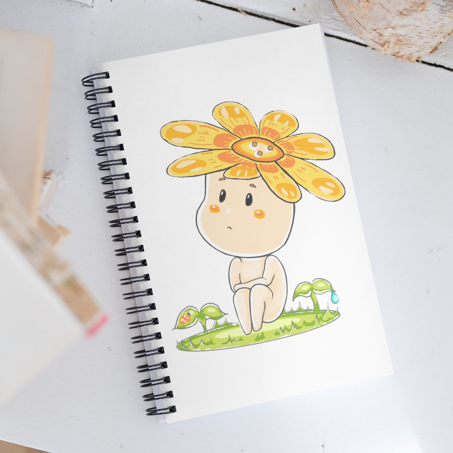Yellow Daisy Hanako - Spiral Notebook