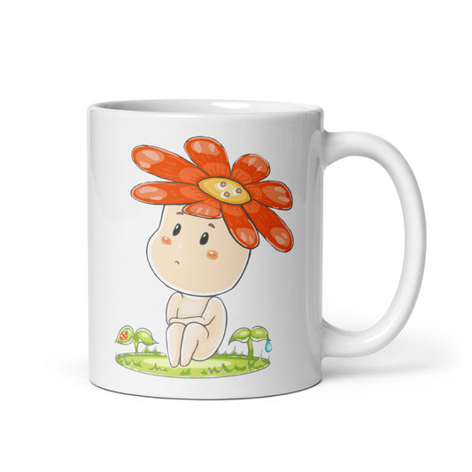 Red Daisy Hanako - White Glossy Mug